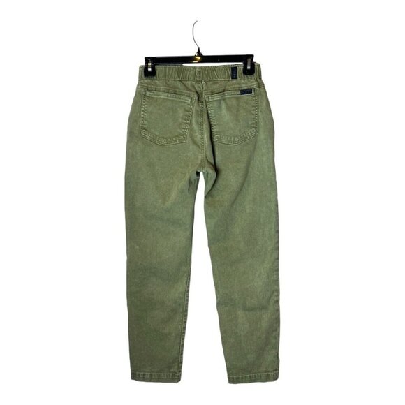 7 For All Mankind Jeans‎ Women 25 Green Denim Elastic Waist Straight Leg Ankle - Picture 2 of 11